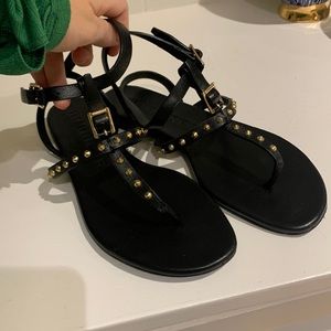 Burberry black studded sandals
